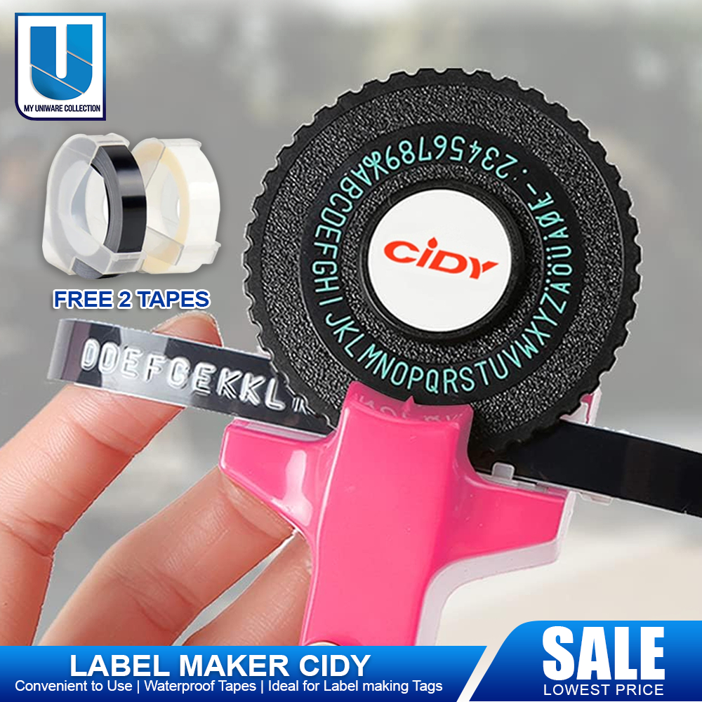 Label Maker Cidy Manual with FREE 2 TAPES (9mm x 3mtrs) Manual