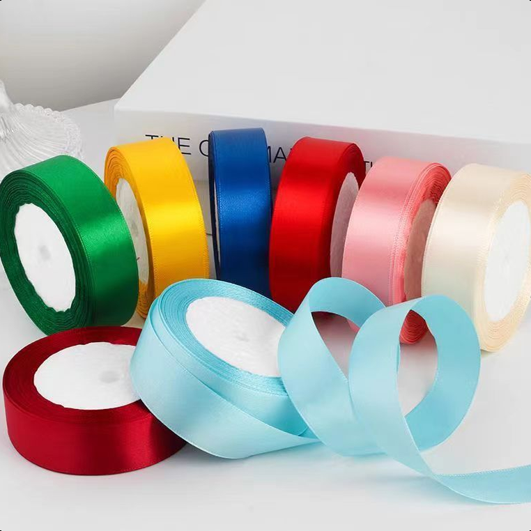 F·P 2.5cm Plain Satin Ribbon Gift Roll Packaging DIY Birthday Party ...
