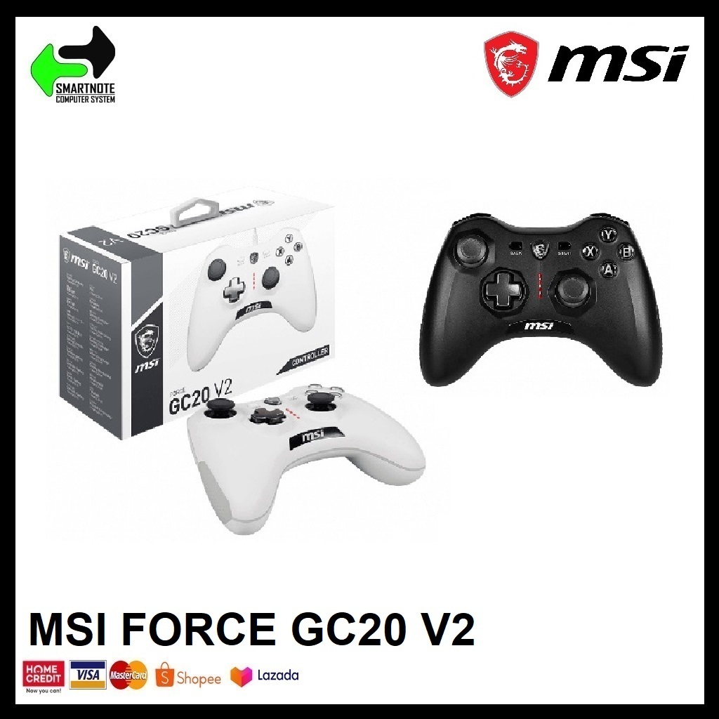 MSI FORCE GC20 V2 WHITE / BLACK USB 2.0 Wire Game Pad Gaming Controller ...