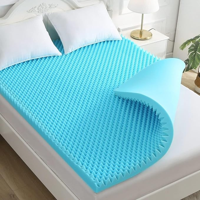 Inch Foam Mattress Topper Queen Egg Crate Memory Foam Mattress Topper  with Cooling Gel Infusion