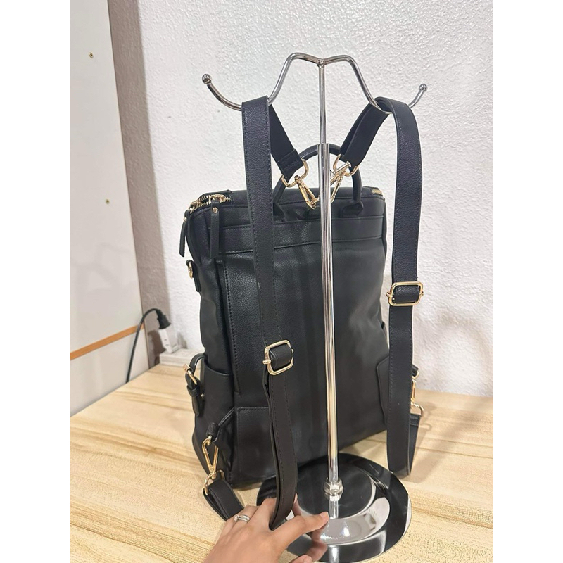 Lulu Castagnette Black Leather 3way backpack Bag w Flaw Preloved Ukay