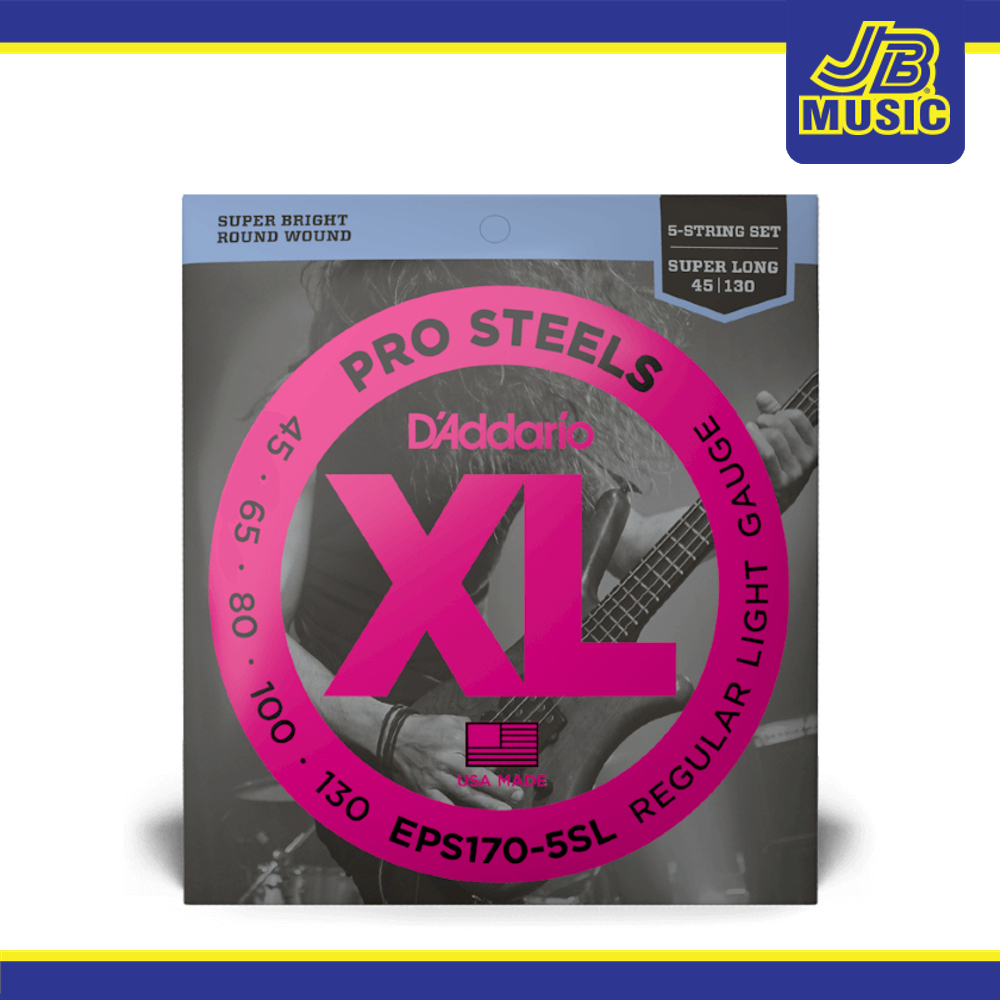 D'Addario XL ProSteels Electric Bass Guitar Strings EPS170-5SL 5-String ...