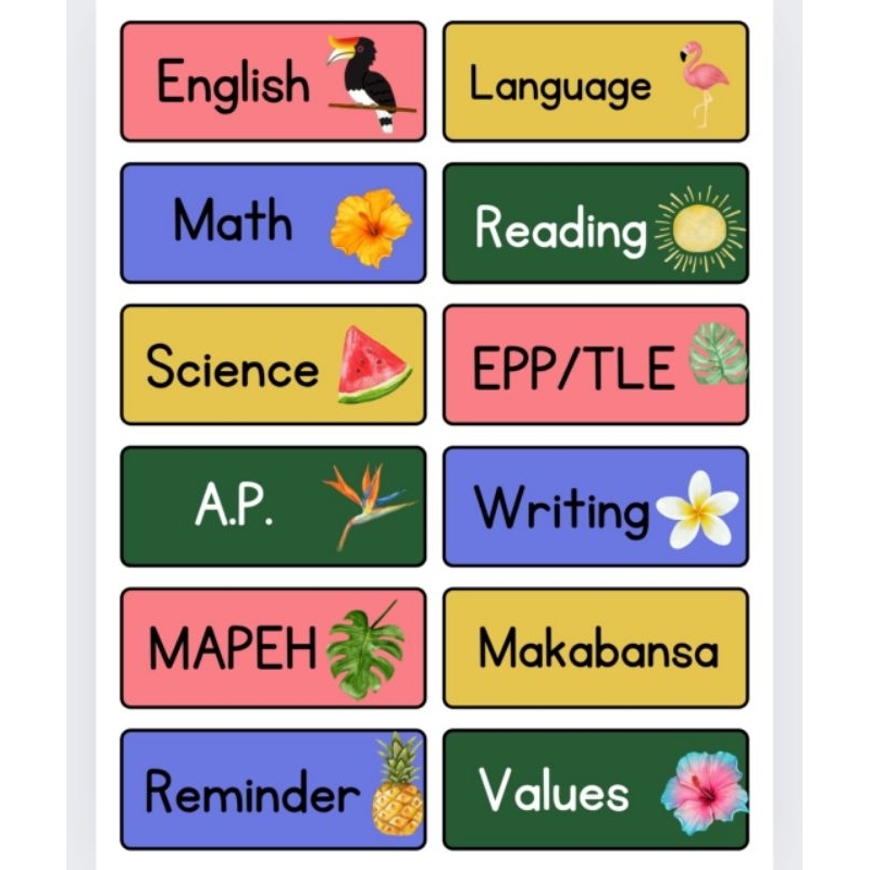 SUBJECT ABD NAME LABEL FOE NOTEBOOKS & BOOKS A4 SIZE Photo STICKERS ...