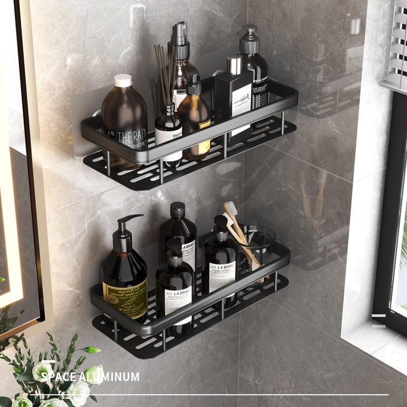 Bathroom Organizer Rack Punch-free Wall Mounted Triangle Storage Rack ...