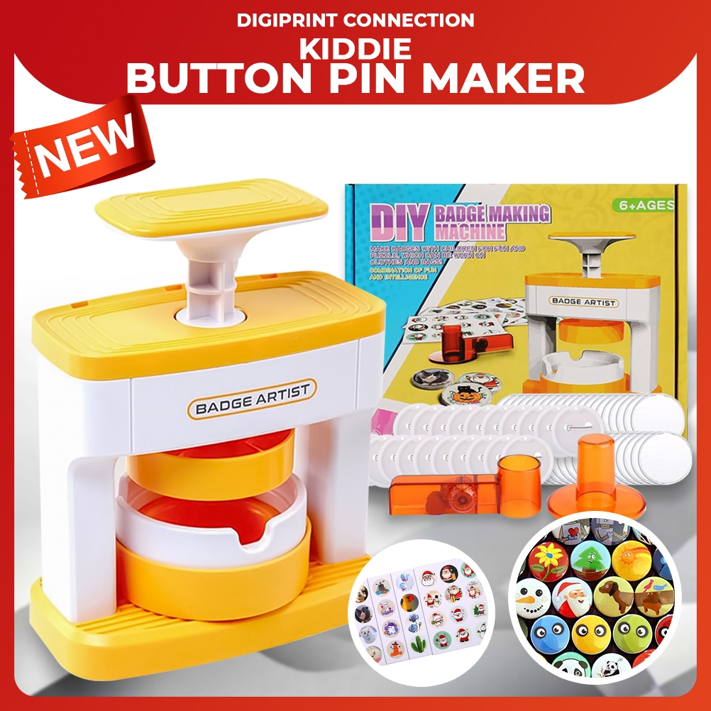 Kiddie Button Pin Machine Creatives DIY Pin Designing Play Kit Kid Ages ...