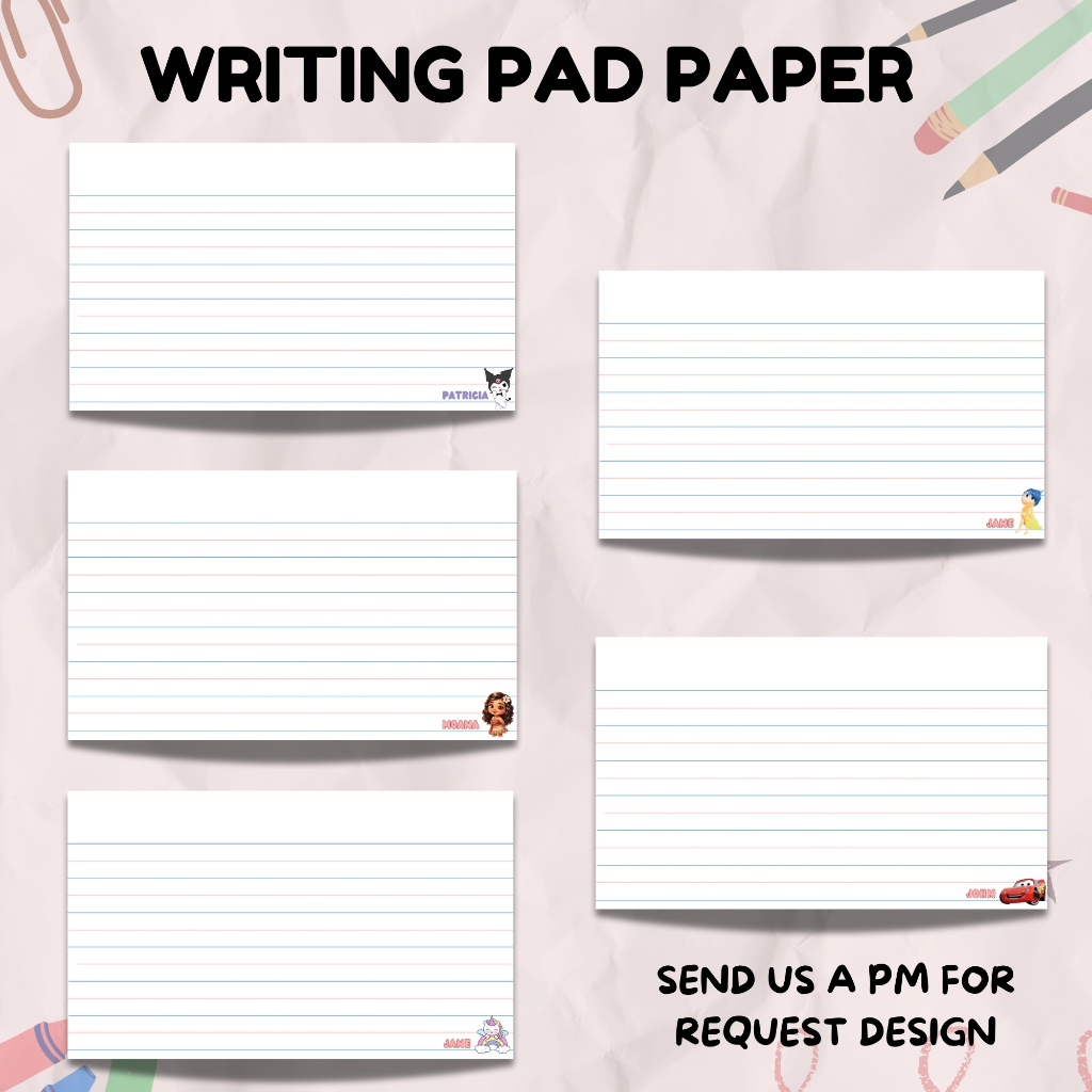 CUSTOMIZE PAD PAPER GRADE 1-6, LENGTHWISE, CROSSWISE, 1/4, ANY DESIGN ...