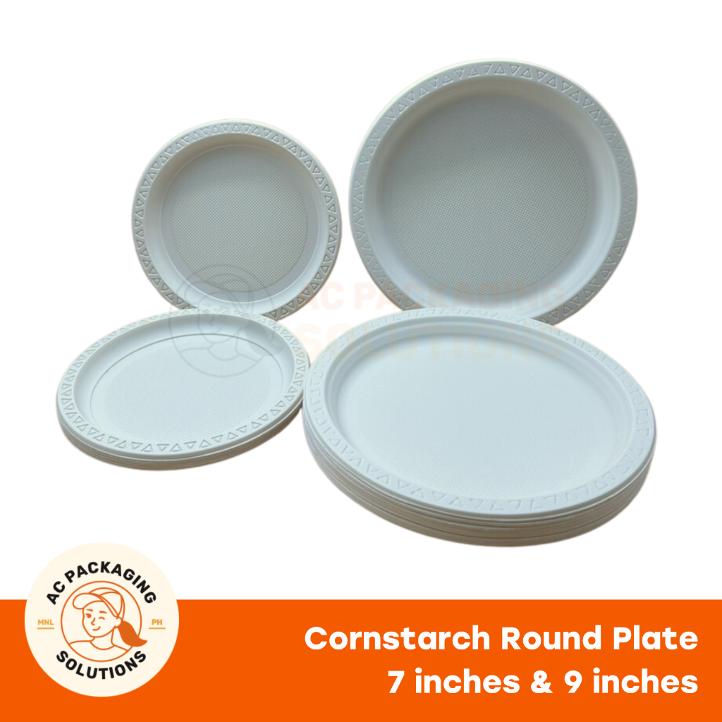 (50 pcs) Cornstarch Round Plate 7 in & 9 in | Shopee Philippines
