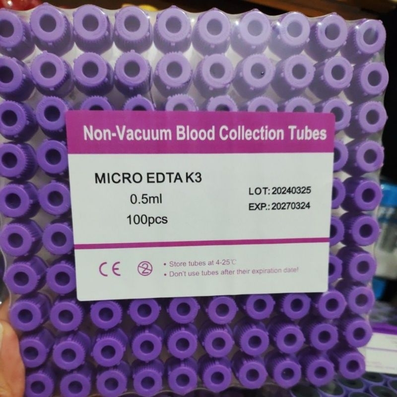 0.5mL K3 microEDTA lavender top 100's tubes/tray 2027 exp date | Shopee ...