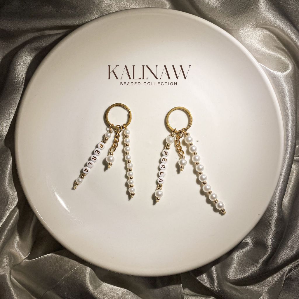 KALINAW Classy Customized Name Pearl Beaded Keychain/ Phone Strap/ Key ...