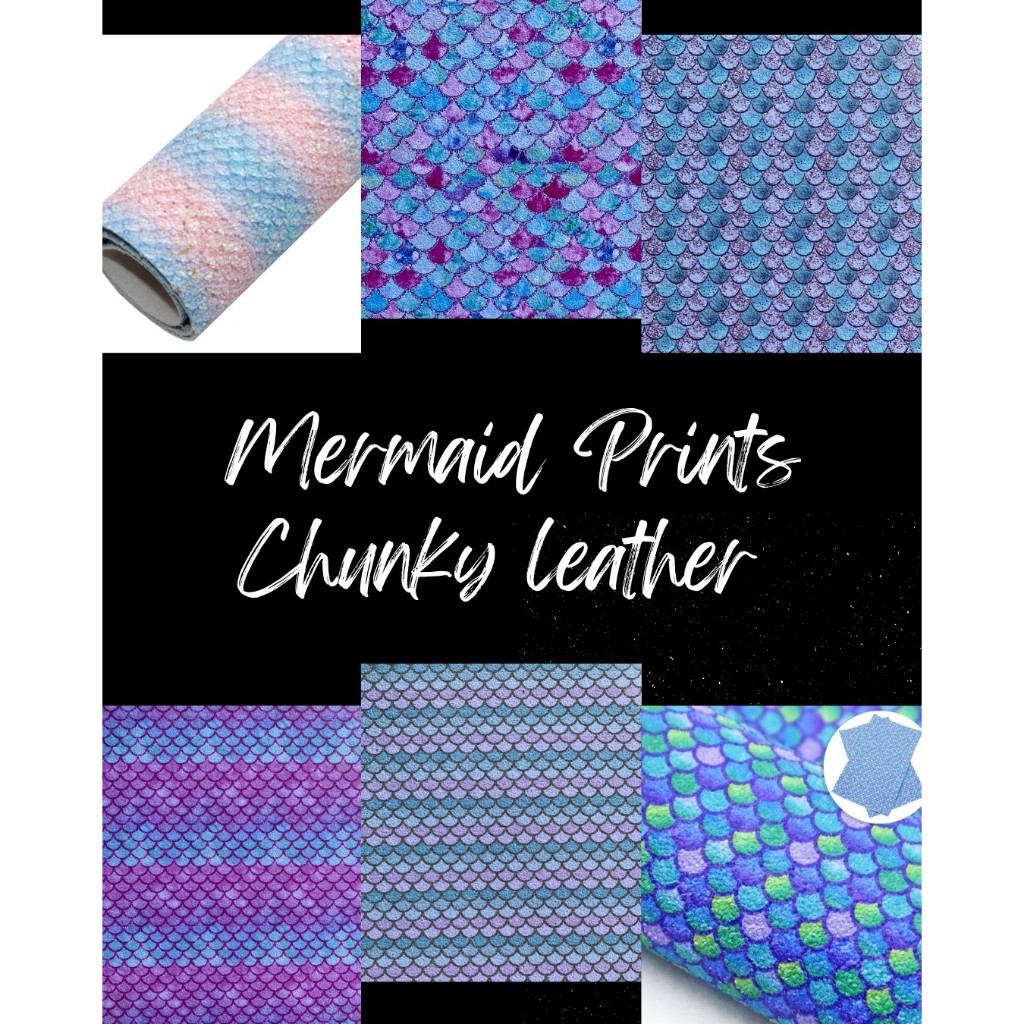 J51 -Fishscale/Mermaid Print Chunky Leather Sheet 1062957008 J113 J114 ...