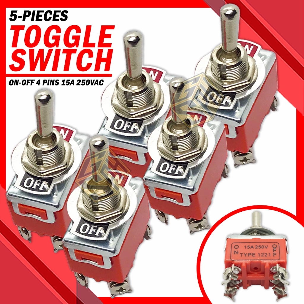 5PCS Toggle Switch ON-OFF 4 Pins 15A 250VAC Heavy Duty | Shopee Philippines