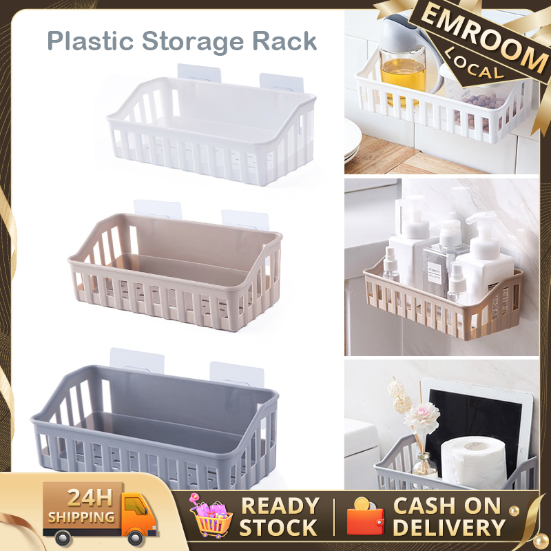 Plastic Storage Rack Self Adhesive Seamless Wall Hanging Storage ...