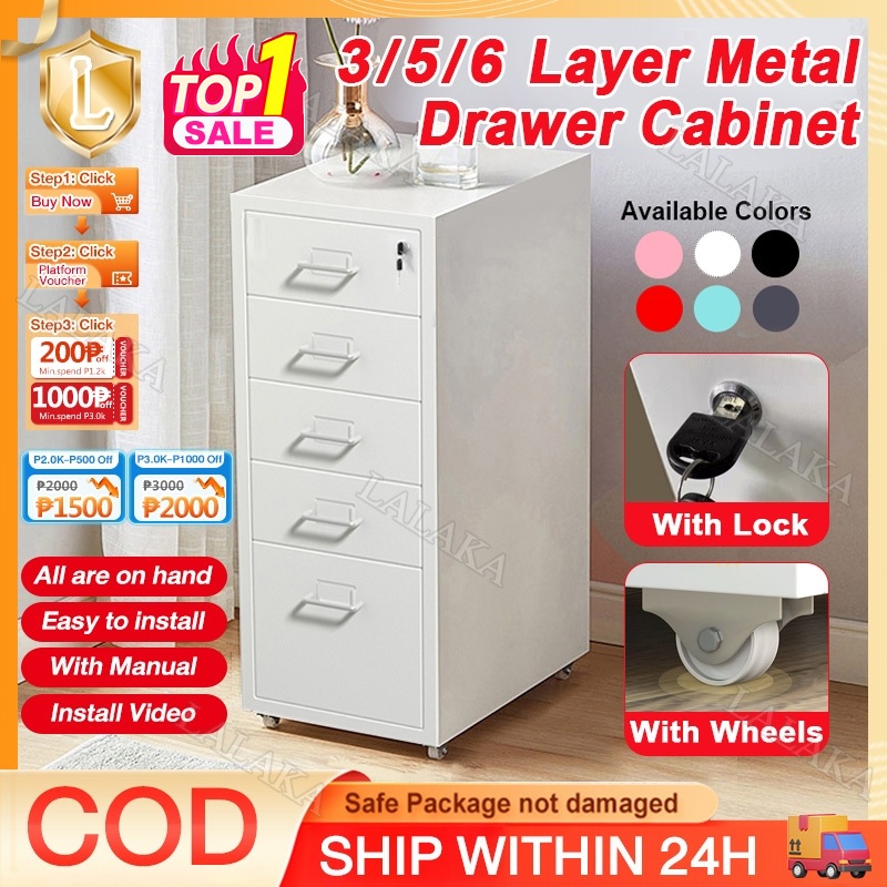 3/5/6 Layer Metal Drawer With Lock Metal Home Office File