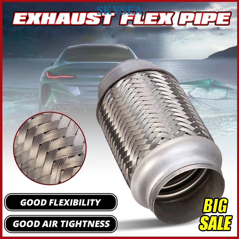 Stainless Flex Exhaust Tubing 2pcs Heavy Duty Exhaust Flex Pipe Stainless Steel Double Braid 3x 8 Overall 1251437