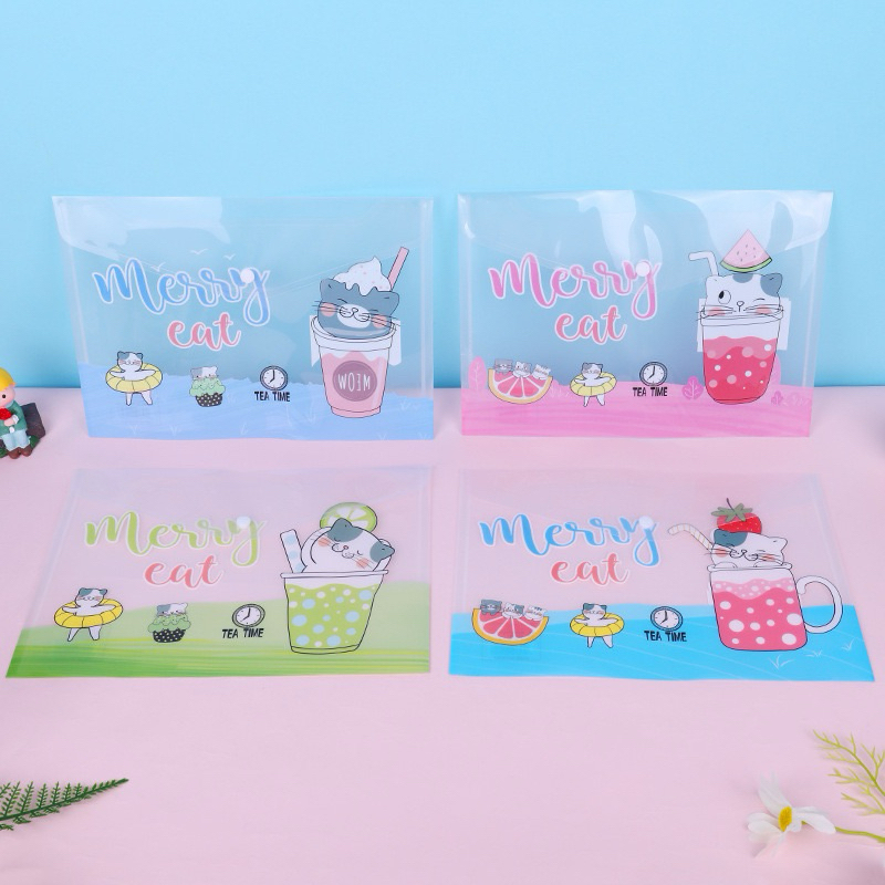 A4 plastic envelope cute cartoon file bag student stationery | Shopee ...