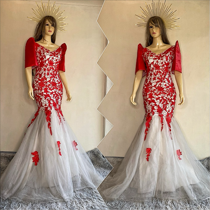 Filipiniana Red Lazer Weave Set