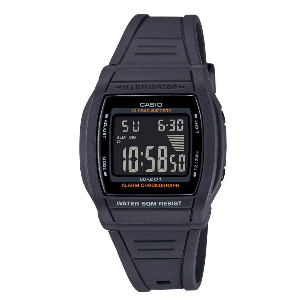 Casio W 201 1BVDF Black Resin Strap 50 Meter Digital Watch Shopee Philippines