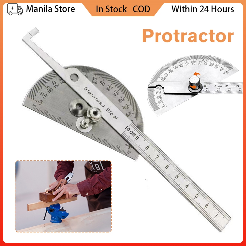 Stainless Steel Angle Protractor 180 Degree Goniometer Rotary Measuring ...