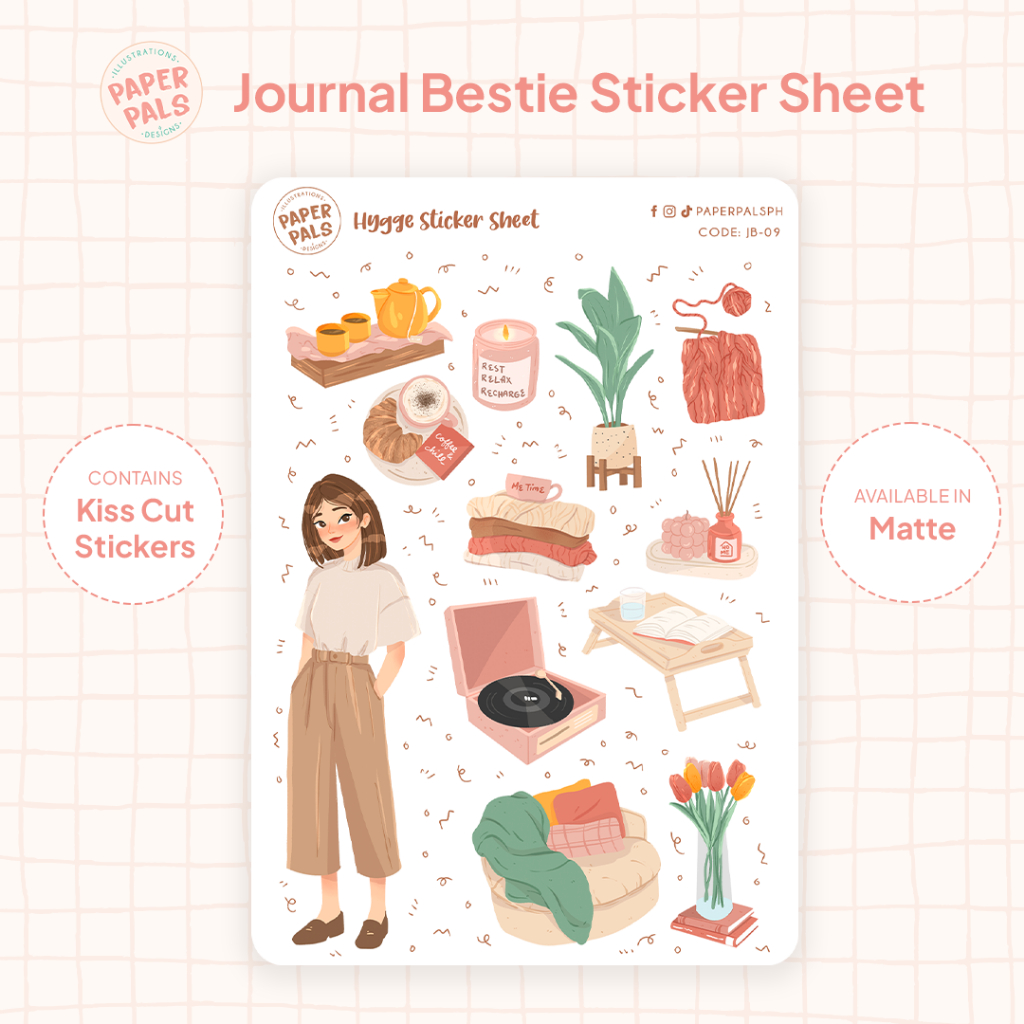 Hygge Stickers, Cozy Stickers, Cute Girl Stickers, Planner, Journal ...