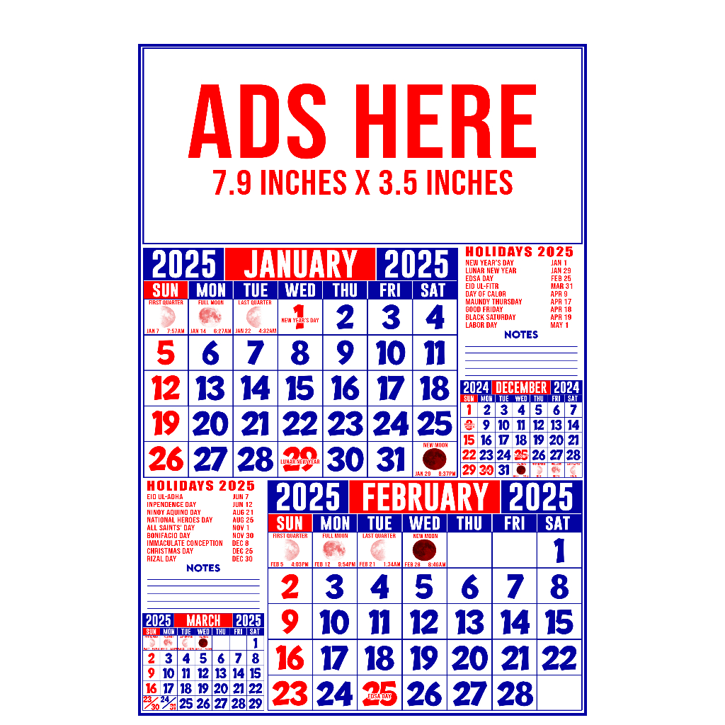 10pcs 2025 CUSTOMIZED COMMERCIAL CALENDAR/8.5inches x 13 inches size