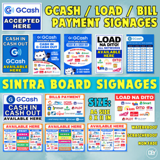 DEY| SINTRA BOARD Load GCash Cash In Cash Out Signages Bills Payment ...