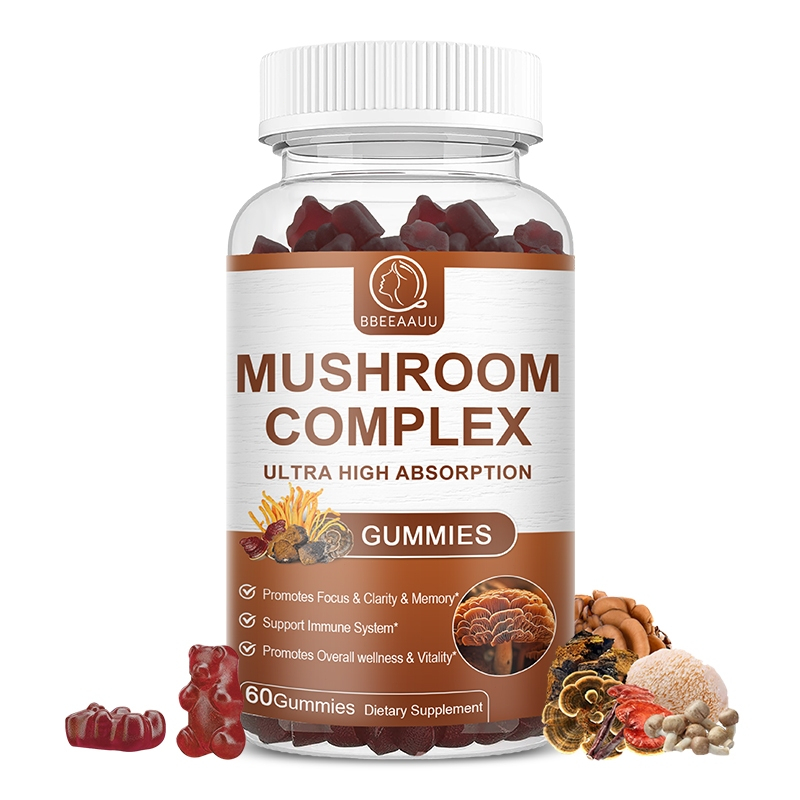 BEAU Mushroom Gummies Real Lion's Mane Support for Brain Booster IQ