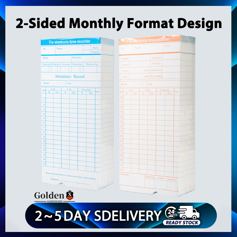 100Pcs/ Pack Time Cards Timecards Monthly 2-Sided For Employee ...