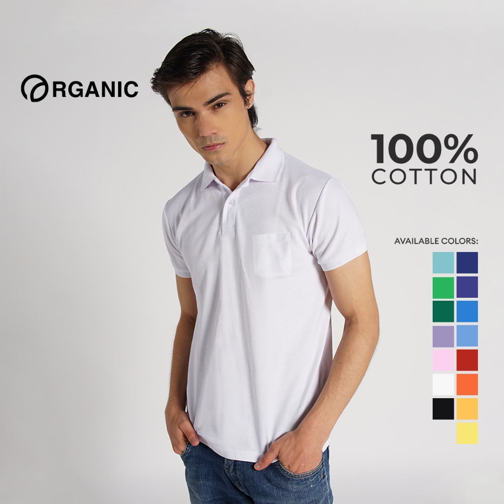 Organic 100 Cotton Polo Shirt with Pocket for Men short sleeve polo tshirt for men casual Shopee Philippines