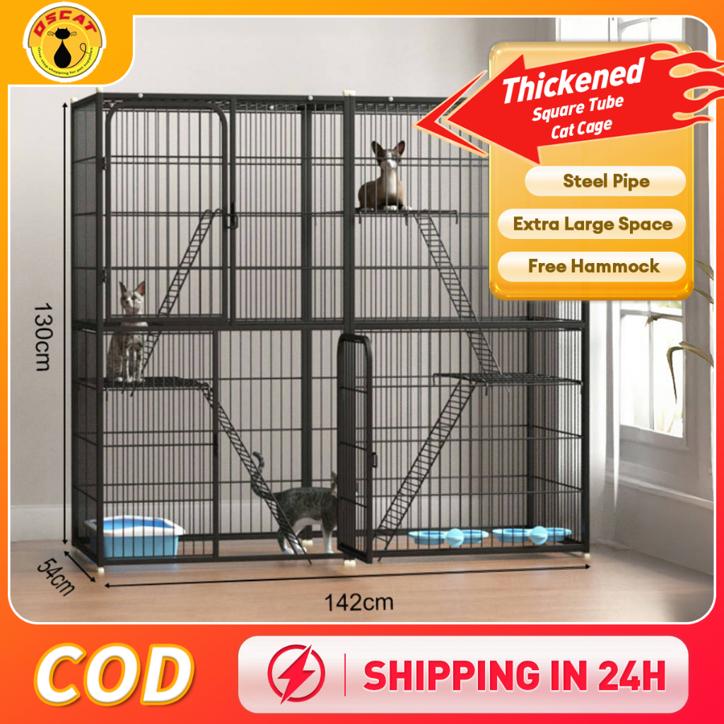 Cat Cage Kulungan Ng Pusa Big Size Large Platform Cat House Cat Villa for  Many Cats with Hammock