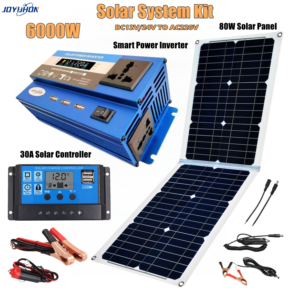 JOYUHON 6000W Power Inverter Solar System 80W Solar Panel With Power ...
