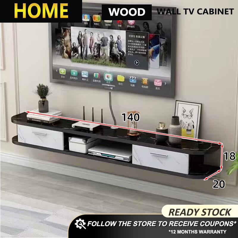 HOME FACTOR Wall TV Rack with 2 Drawers Wall Mounted TV Cabinet TV ...