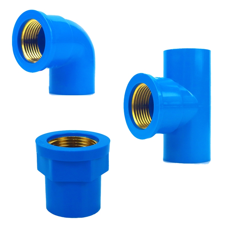 1/2" PVC Blue female threaded elbow adaptor Coupling with thread Brass