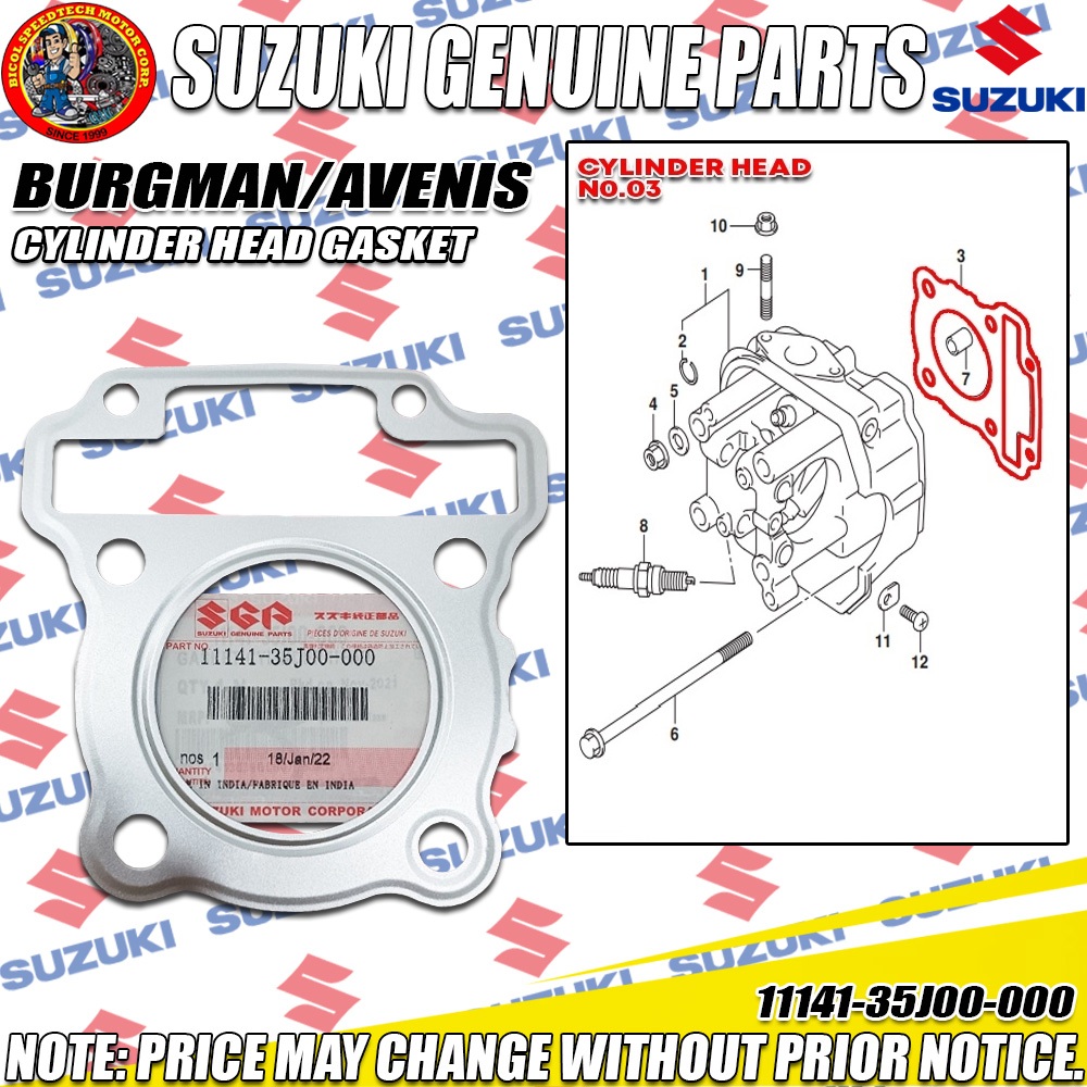 BURGMAN STREET 125/AVENIS CYLINDER HEAD GASKET (SGP) (GENUINE: 11141 ...