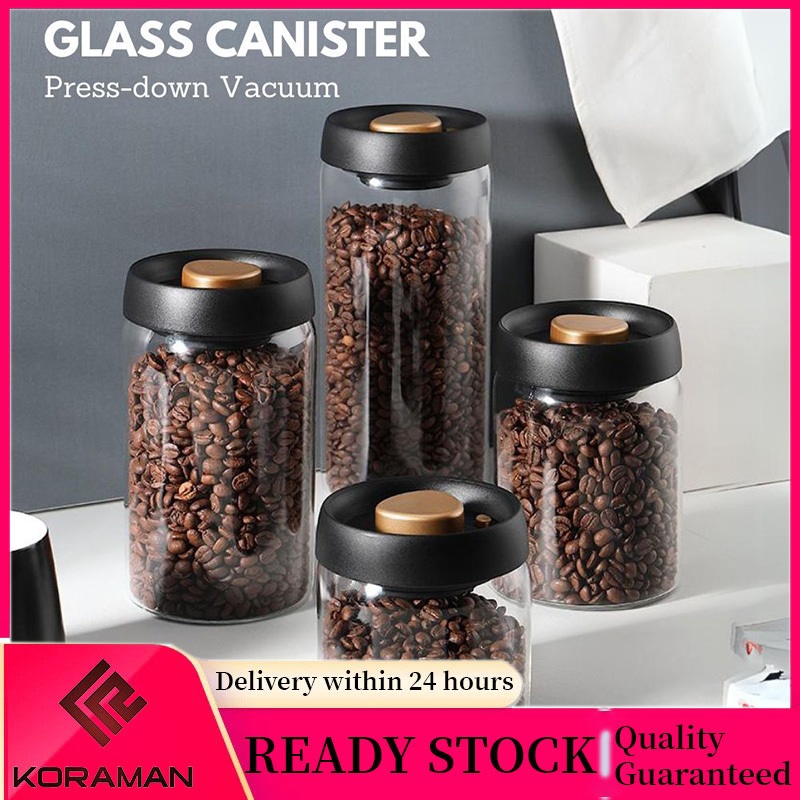 Coffee Container Powder Container Glass Coffee Canister Vacuum Sealed ...