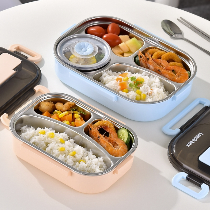 304 stainless steel double-layer fast food bento box divider lunch box ...