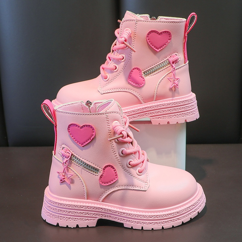 Girls Boots 2023 Spring New Assorted Korean Style Cute Double Zip Non slip Kids Fashion Pink Heart V Shopee Philippines