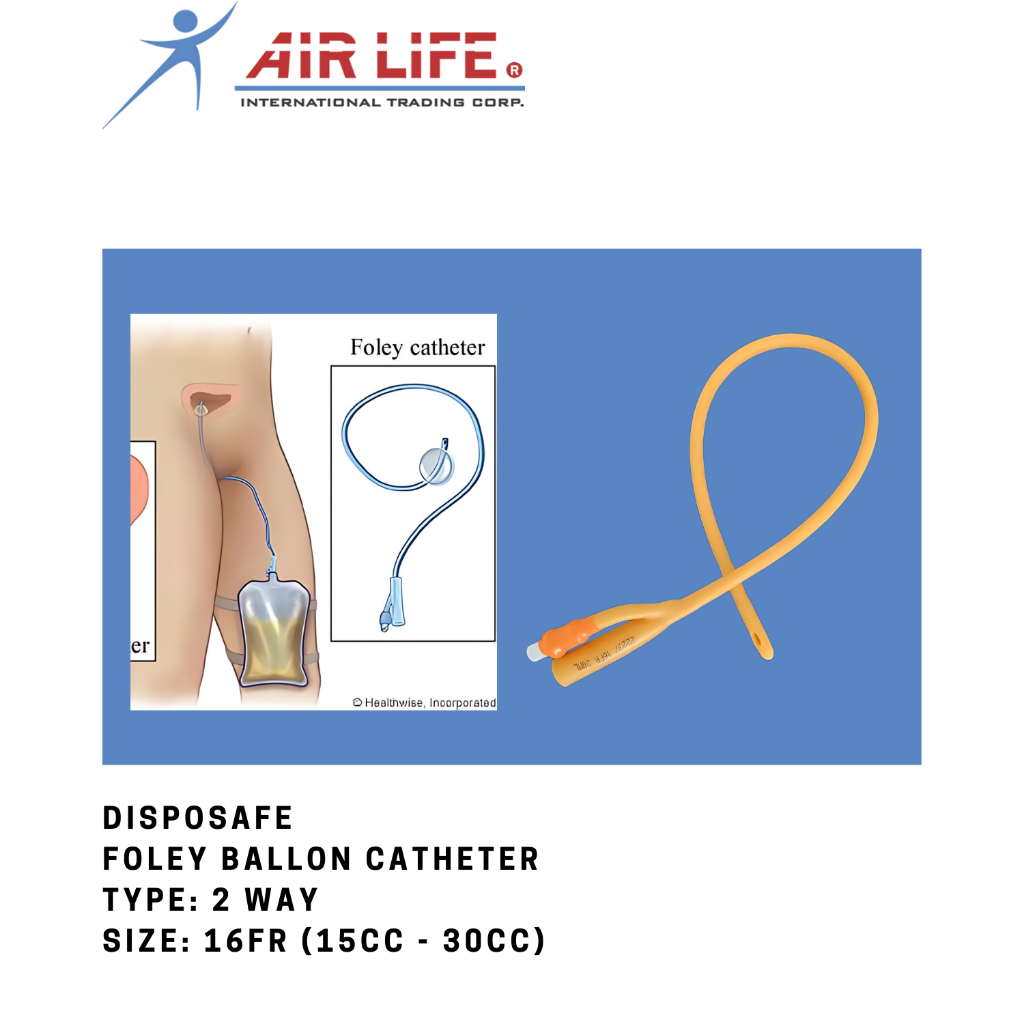 DISPOSAFE FOLEY BALLON CATHETER 2 WAY (AVAILABLE SIZE: 14FR , 16FR ...