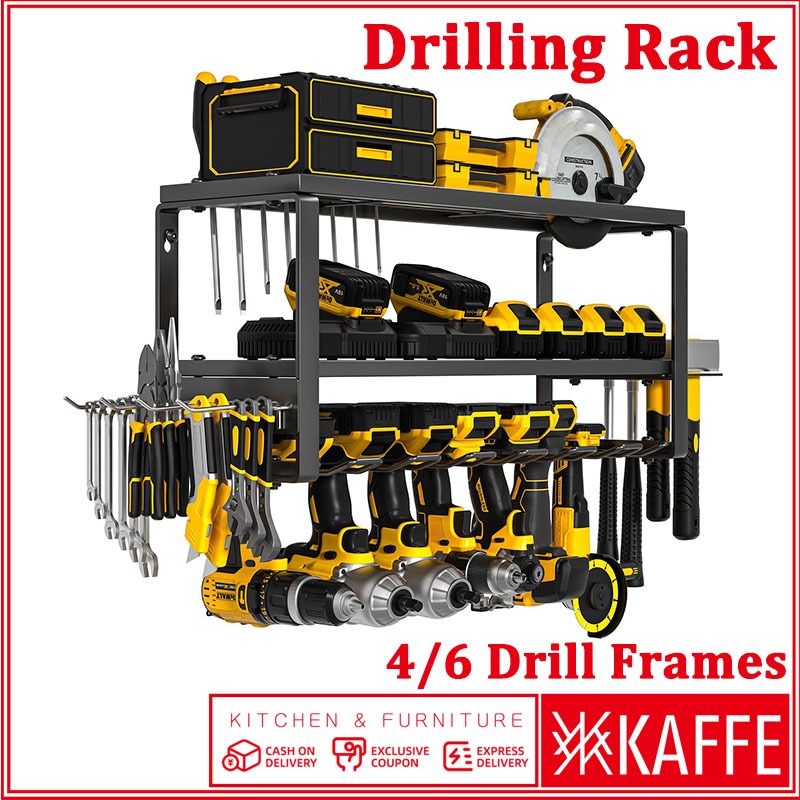 Drill Holder Storage Rack 8 Drilling Slot Wall Mount Drill Rack Metal ...