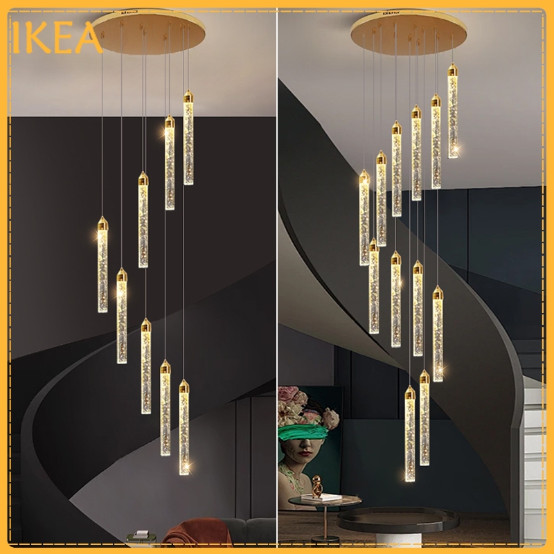 Duplex Staircase Crystal Chandelier LED Modern Living Room Luxury Lamp ...