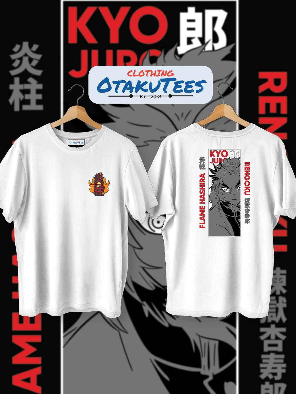 Kyojuro Rengoku Demon Slayer Flame Hashira Design Couples Matching Short Sleeve Bodycon Dress and Long Sleeve Button Shirt with Manga Panels and Fiery Sword Artwork TS04