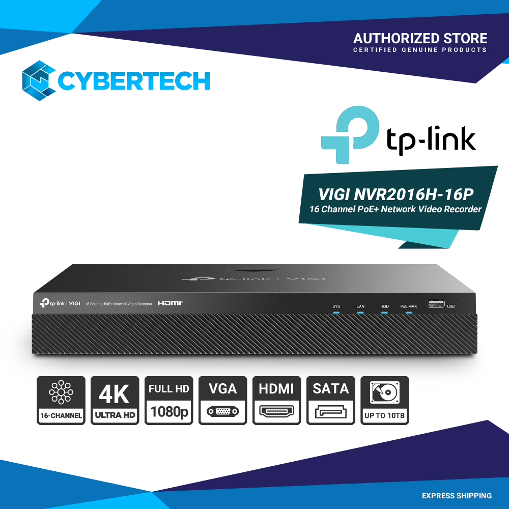 TP-Link VIGI NVR2016H-16P 16 Channel PoE+ Network Video Recorder ...