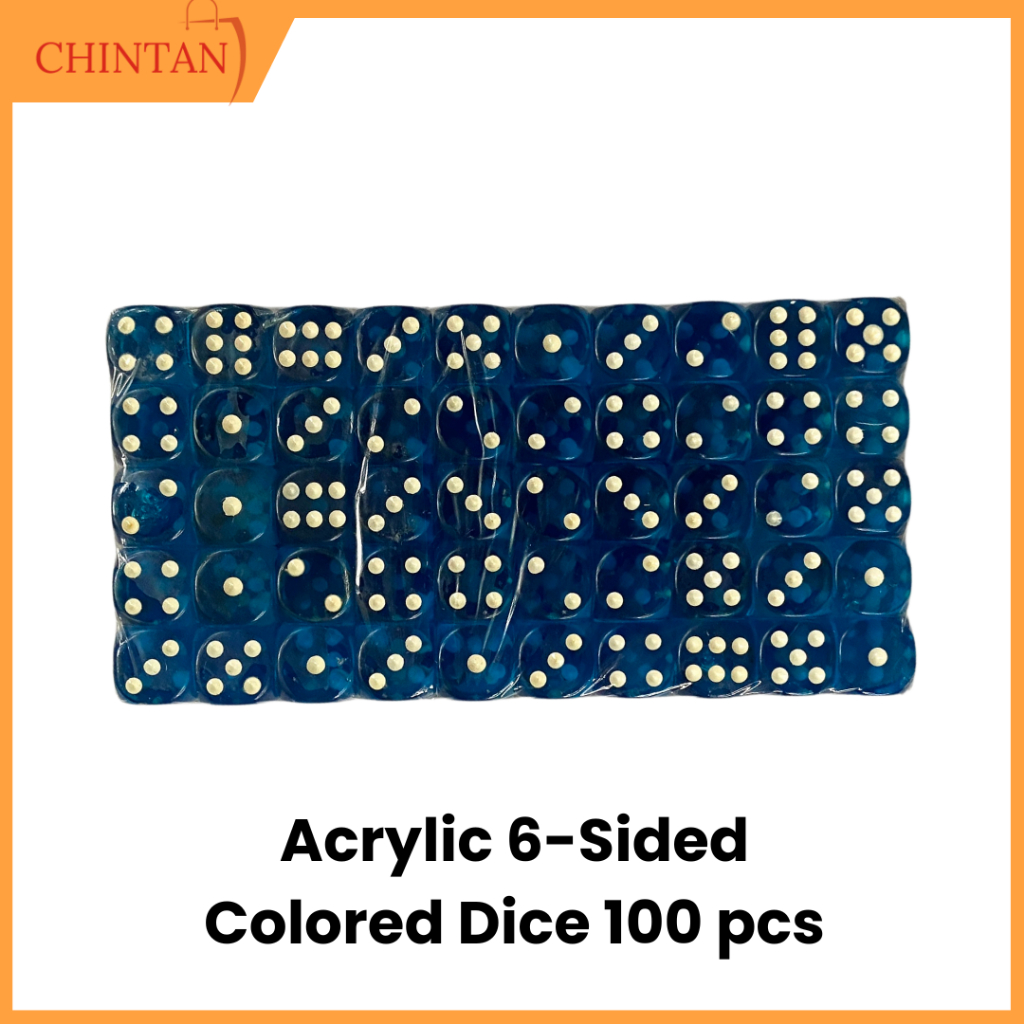 Acrylic Transparent 6-Sided Colored Dice – Pack of 100 (13mm) | Shopee ...