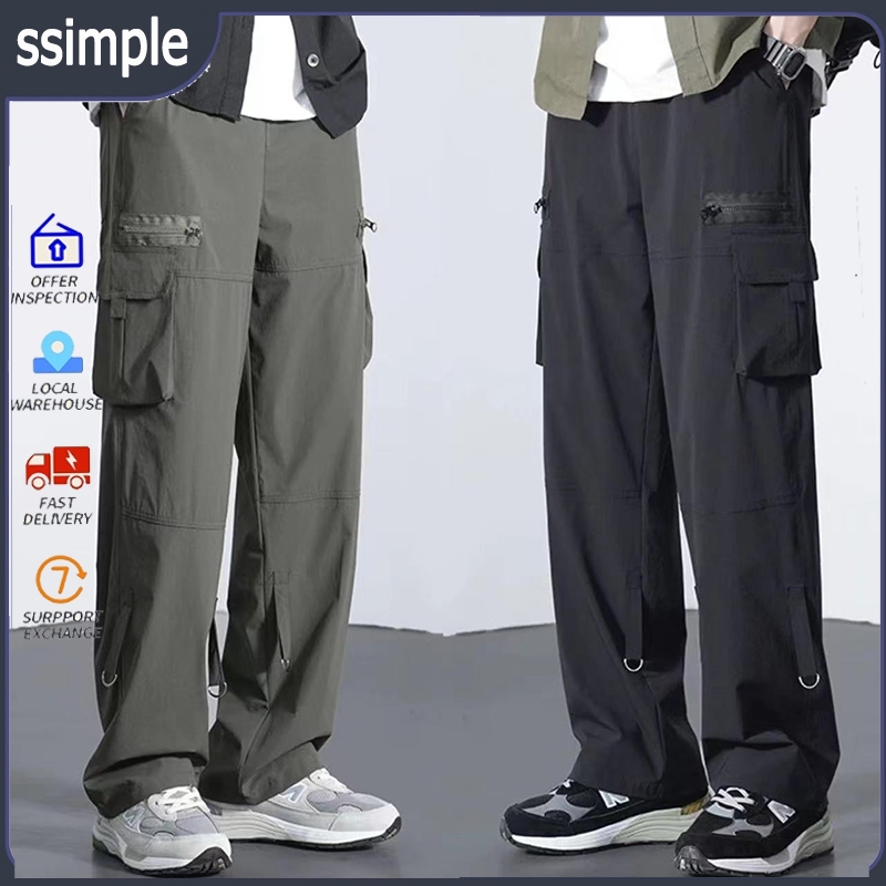 Local delivery COD Cargo Pants For Men 6 Pocket Pants For Men Korean Loose Baggy Straight Pants