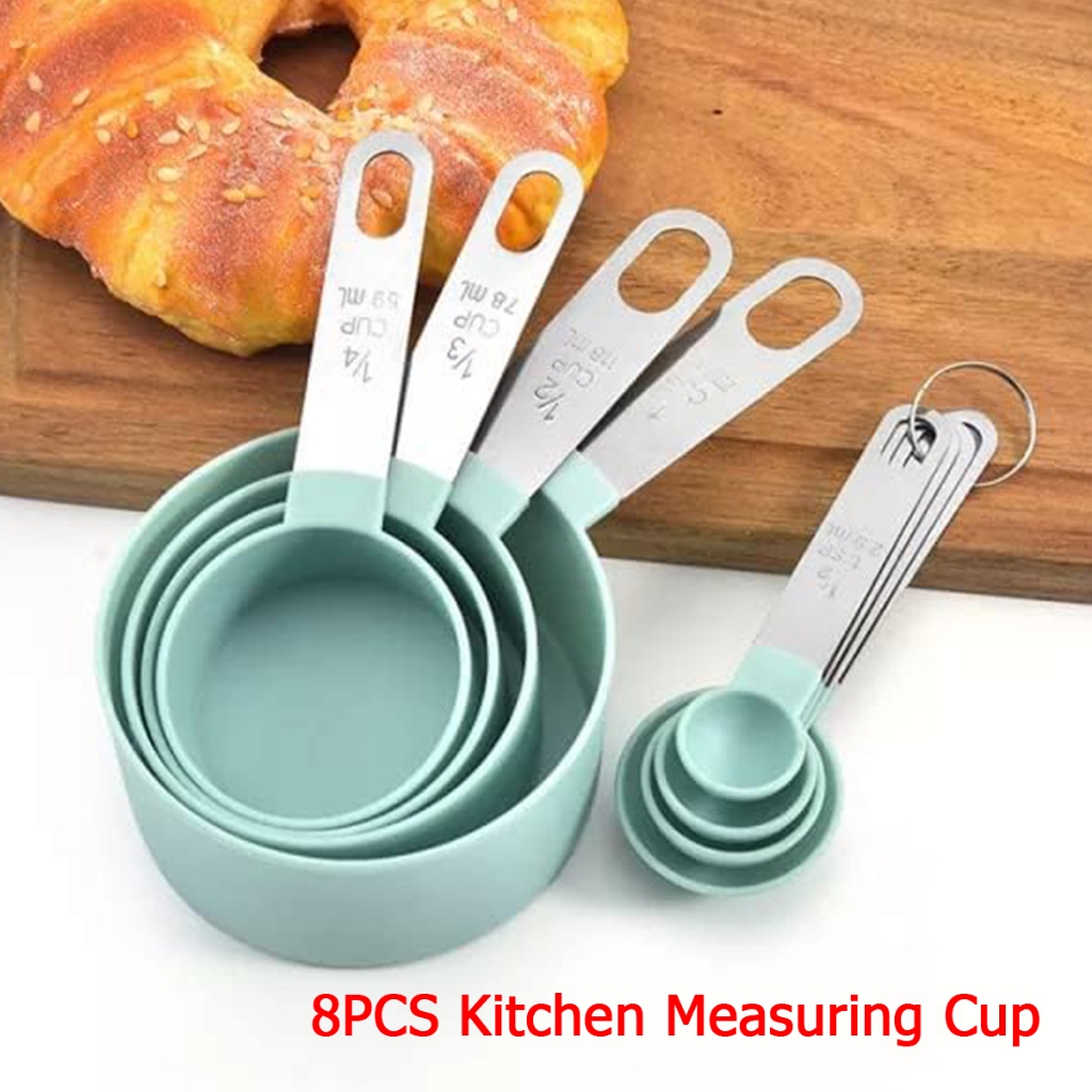 8 PCS Stainless Steel Measuring Cups Kitchen Baking Tools Measuring ...
