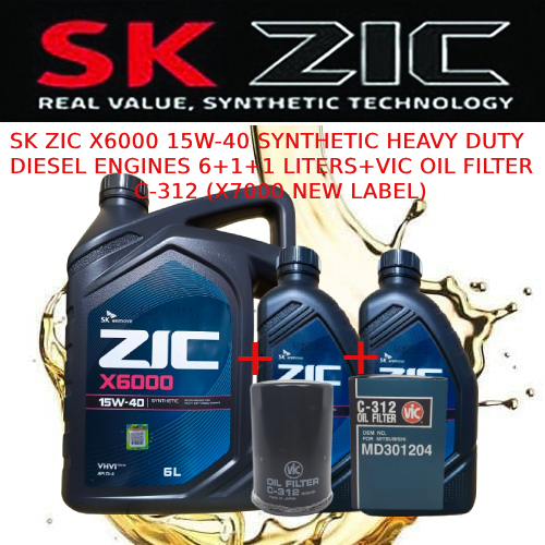 SK ZIC X6000 15W-40 SYNTHETIC HEAVYDUTY DIESEL ENGINES 8LITERS+VIC OIL ...