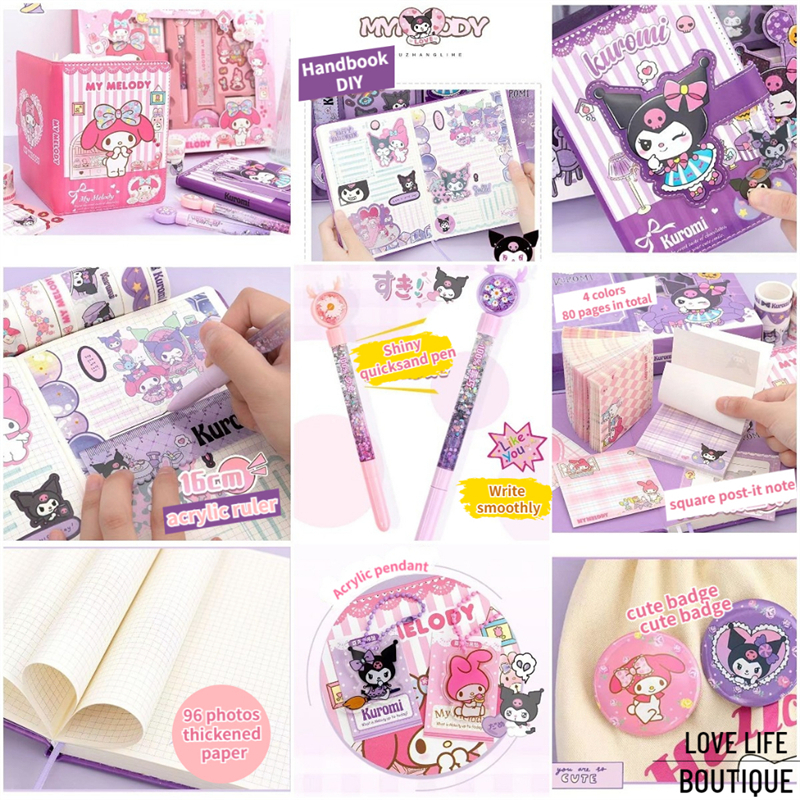 Sanrio Notebook Handbook Stationery Set Gift Box Melody Kuromi Large ...