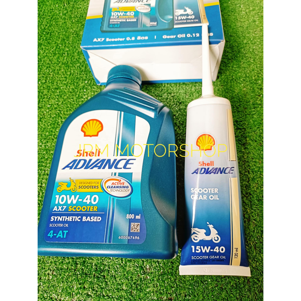 shell advance SCOOTER AX7 10W-40 SYNTHETIC BASED 800ml & GEAR OIL 120ml ...