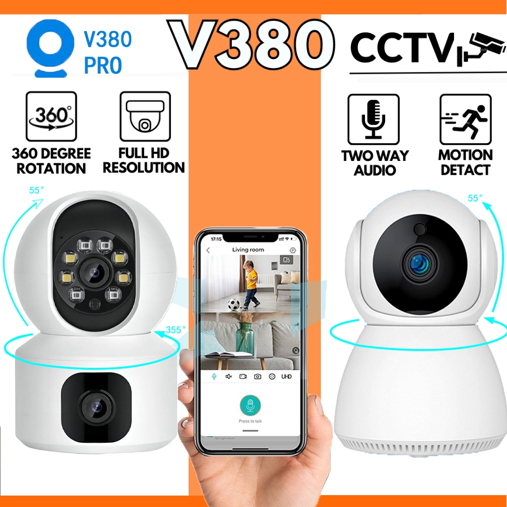 CCTV V380 Pro Camera BQ2 dual lens HD Wifi Connect to Cellphone ...
