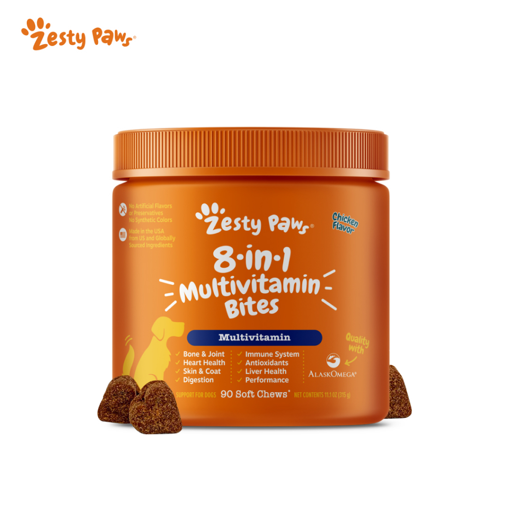 Zesty Paws 8in1 Multivitamin Bites for Dogs Overall Support [Chicken