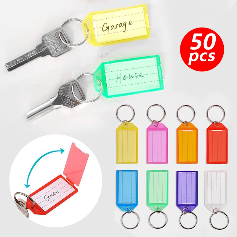50pcs Colorful Flip Key Tags,with Swivel Split Ring Label Window,for ID ...